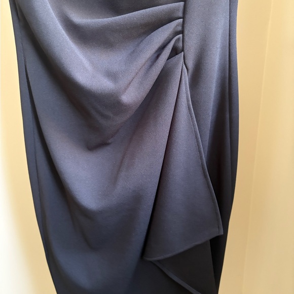 DKNY Black Asymmetrical Ruched Cocktail Dress - Picture 7 of 12